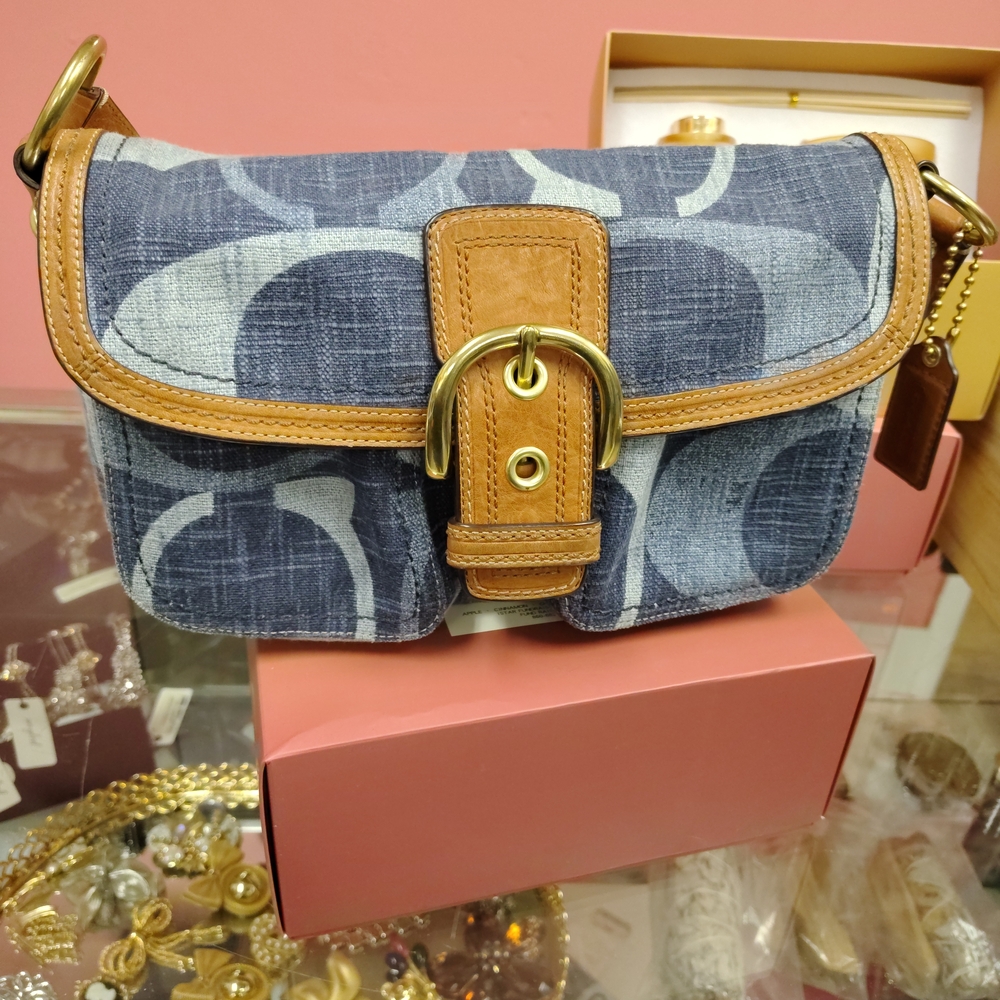 Coach Blue and Brown Crossbody Bag - Picture 2 of 12